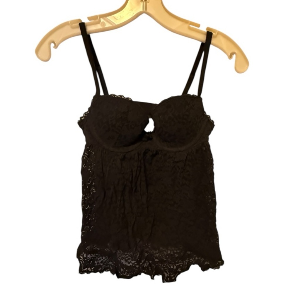 Victoria's Secret Black Sheer Lace Negligee